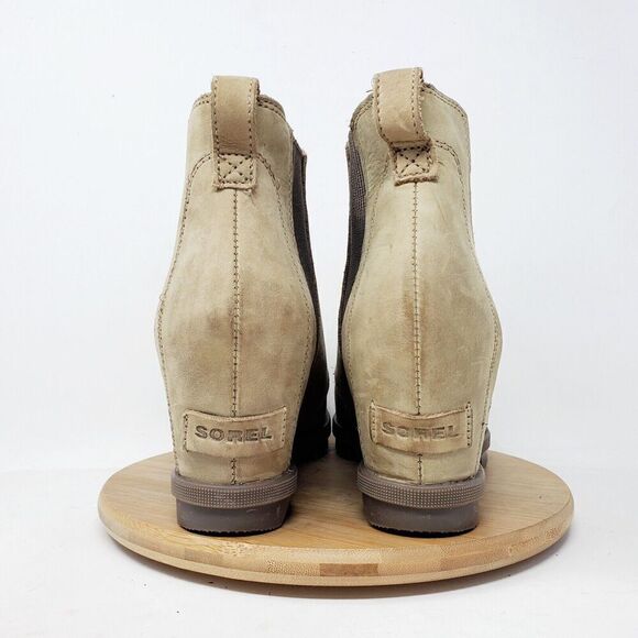 Sorel Joan of Arctic Wedge Chelsea Boots Womens 10.5 Tan Burnished Brown Winter - Picture 8 of 12